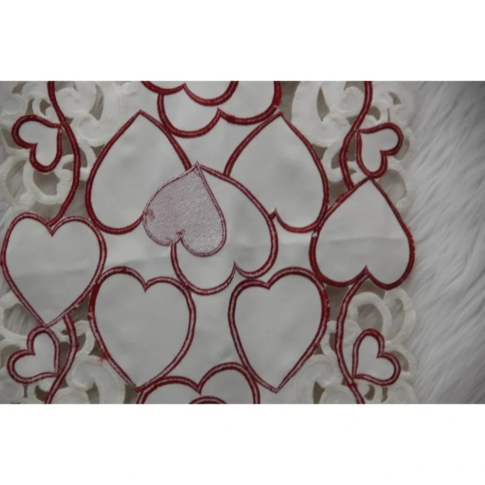 Red White Heart Valentine's Day Together Table Runner Dresser Scarf 12 x 68 Inch
